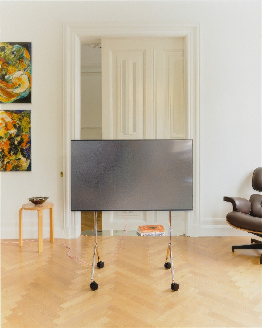 Pedestal Moon Light TV Stands 020 Chrome